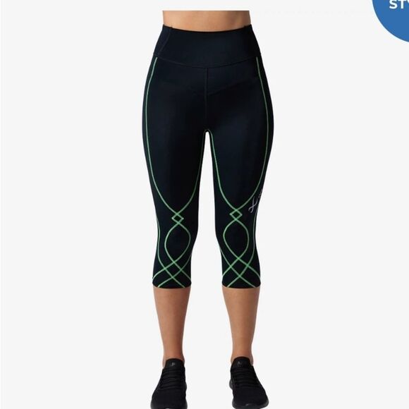 CW-X Joint Support Compression Leggings Black/Green Size L - Picture 1 of 16